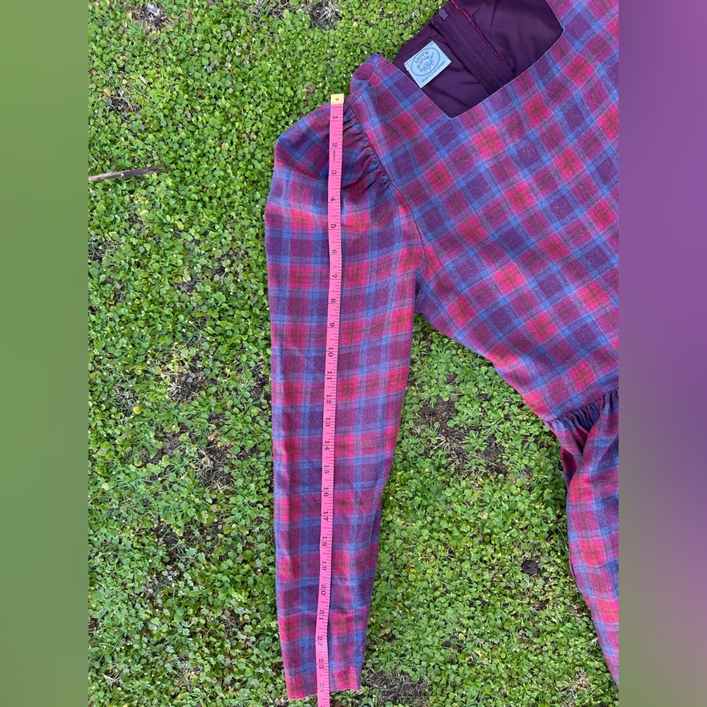 Vintage Laura Ashley Check Plaid Wool Blend Dress - Picture 11 of 13